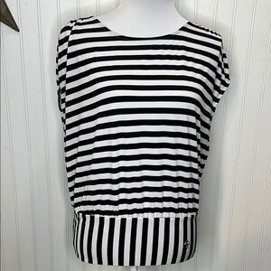 Adrienne Vittadini Black Striped Top Size Medium